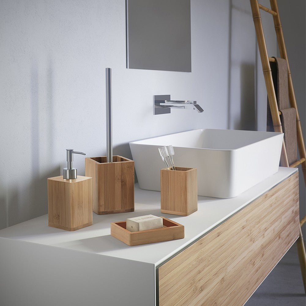 Portaspazzolini d' appoggio GEDY linea Bambù in legno naturale - HD casa