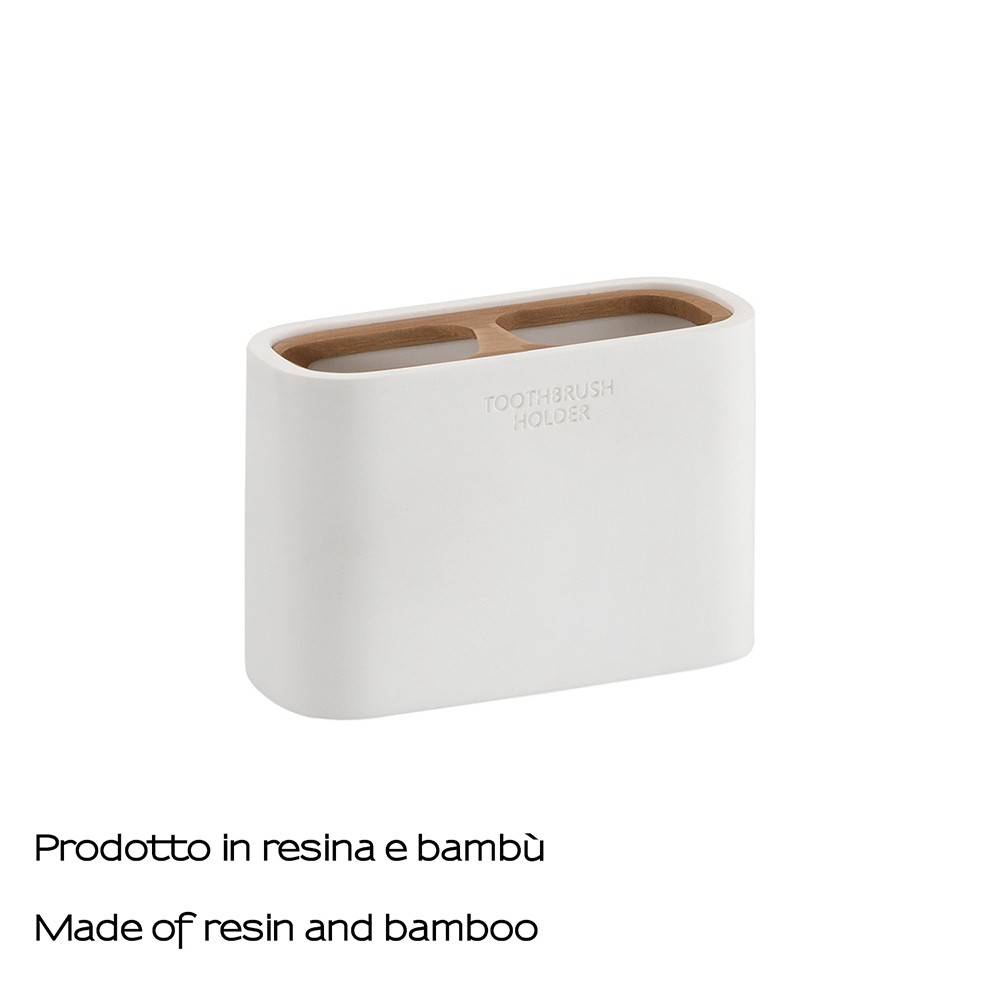 Portaspazzolini d' appoggio GEDY linea Ninfea in resina e legno colore Bianco Matt - HD casa