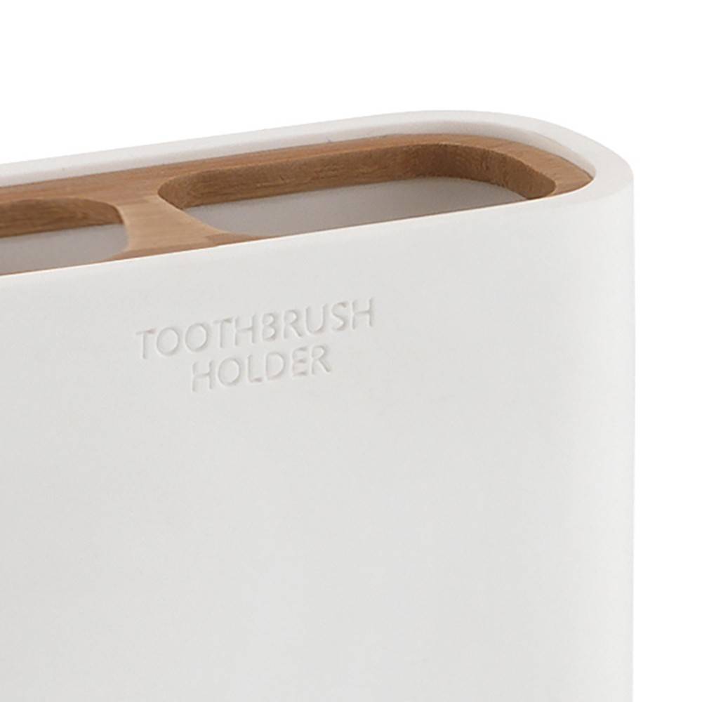Portaspazzolini d' appoggio GEDY linea Ninfea in resina e legno colore Bianco Matt - HD casa