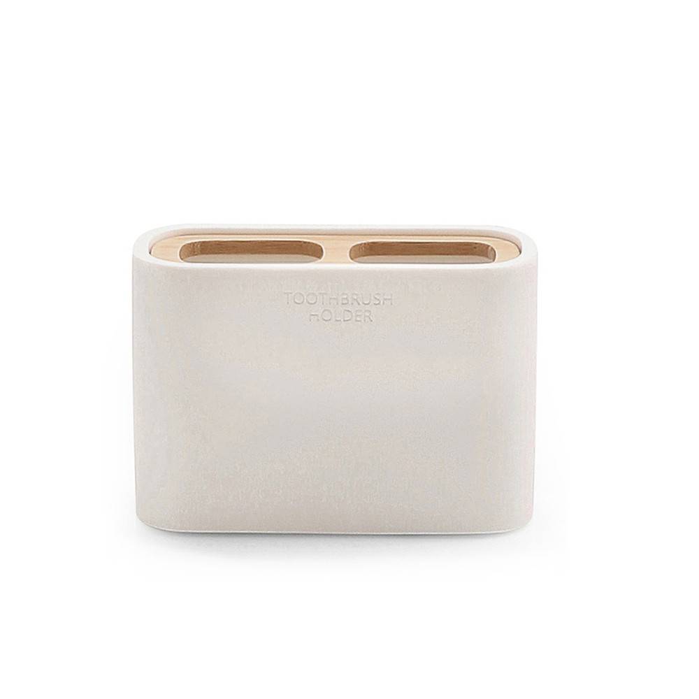 Portaspazzolini d' appoggio GEDY linea Ninfea in resina e legno colore Bianco Matt - HD casa