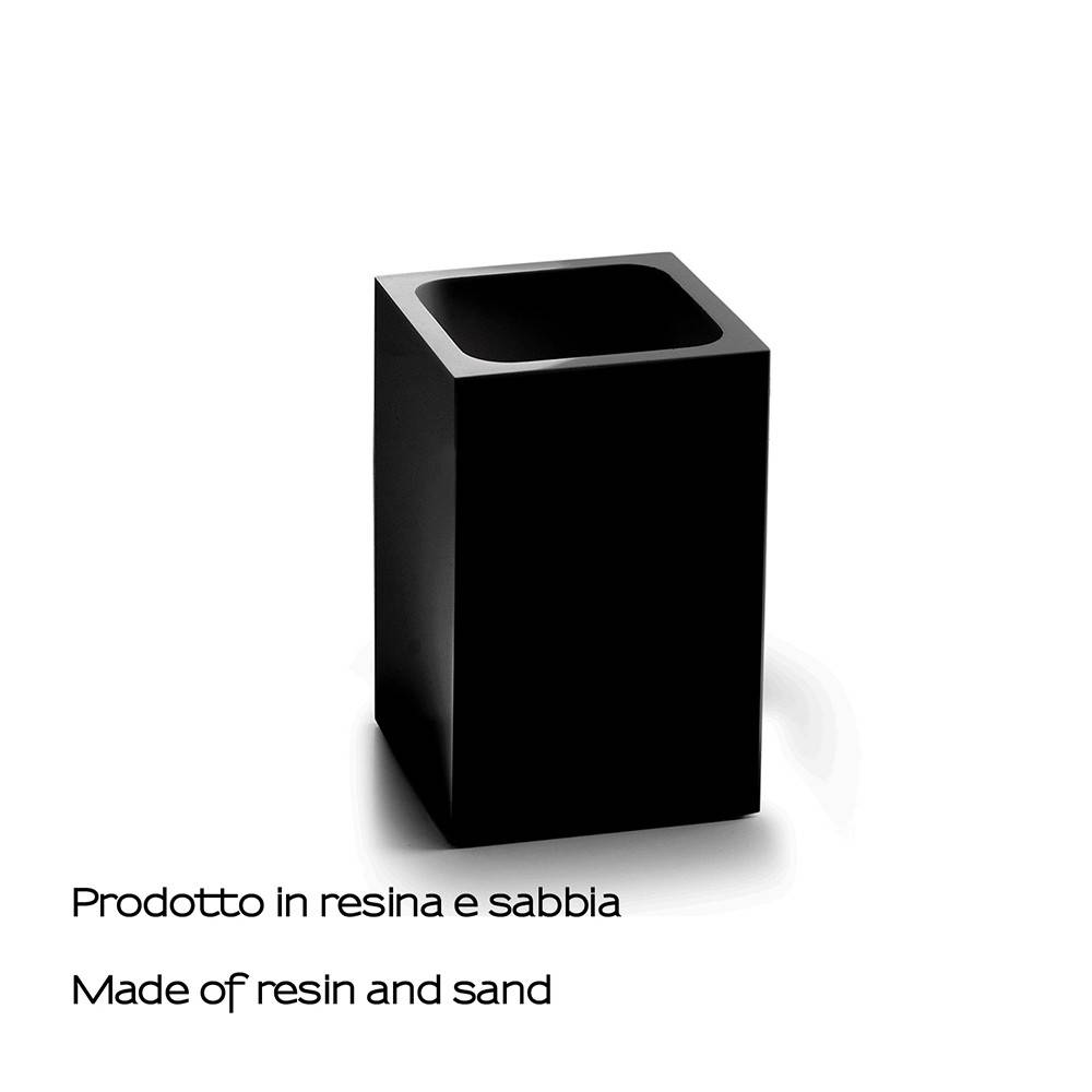portaspazzolini d' appoggio GEDY linea Sofia in resina colore Nero Matt - HD casa