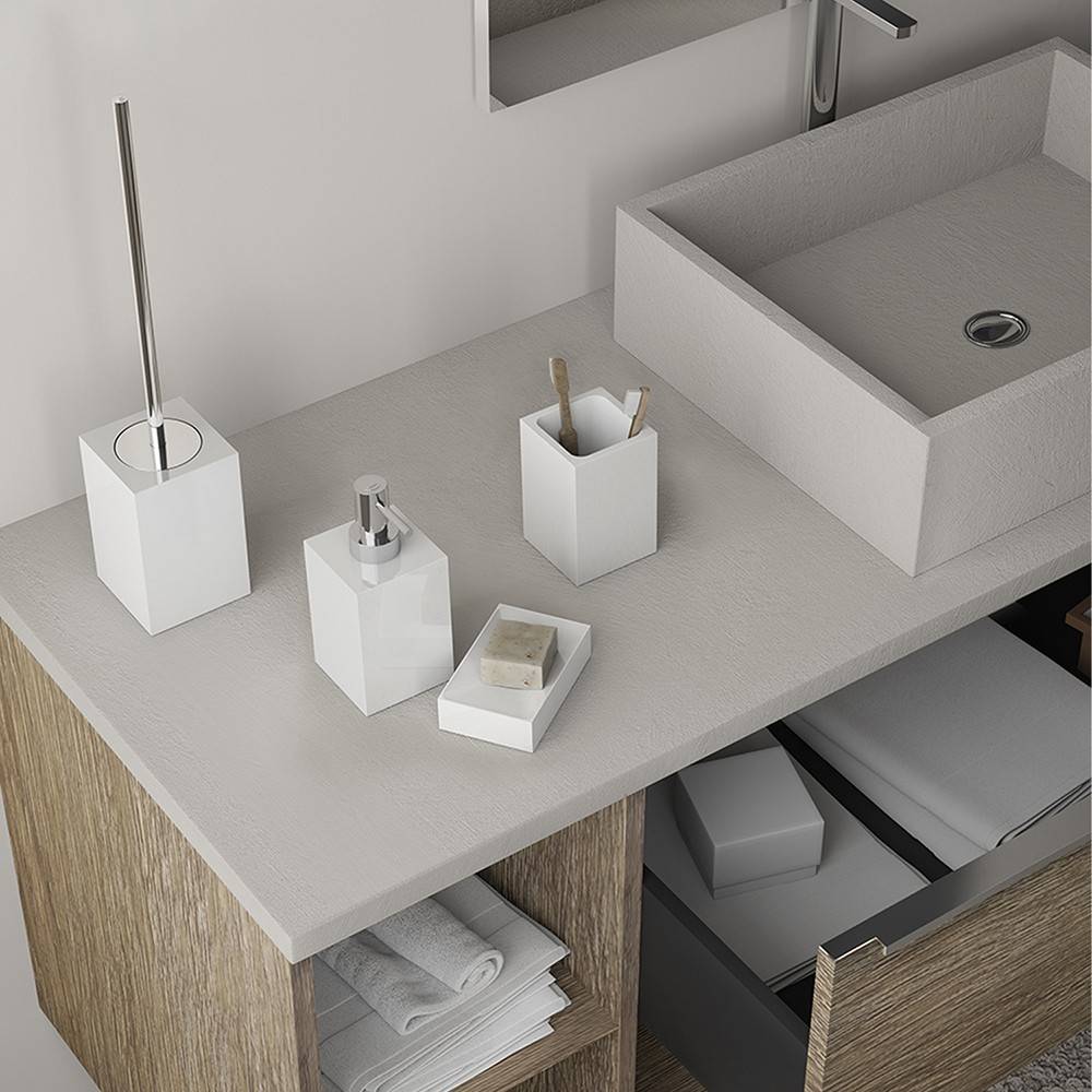 Portaspazzolini d'appoggio GEDY linea Sofia in resina colore Bianco - HD casa