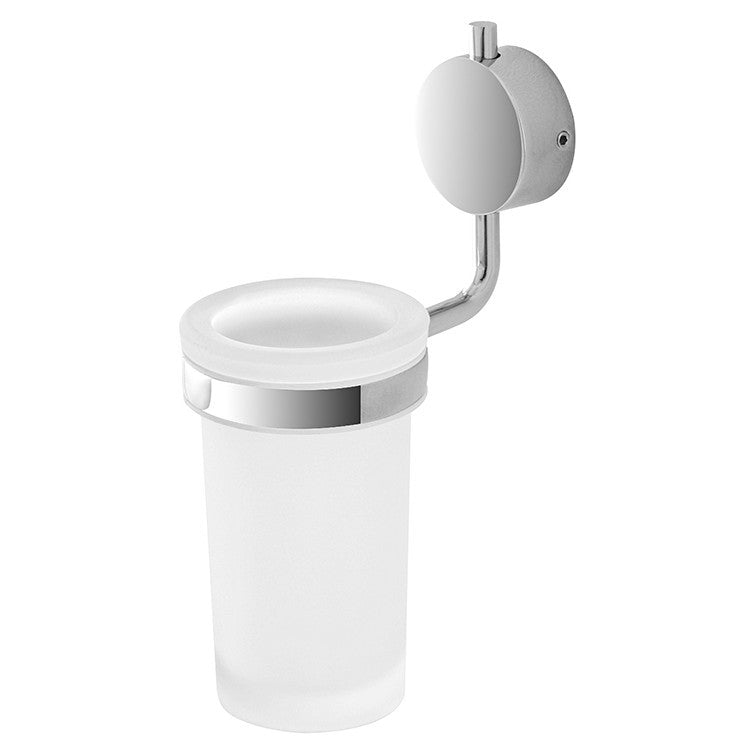Portaspazzolino da muro in acciaio cromato e vetro temperato, design elegante - Serie Plaza - HD casa