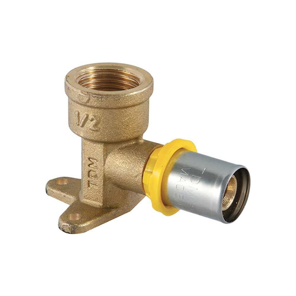 Raccordo curvo femmina flangiato a pressare per tubo multistrato acqua e gas TDM 3/4" x Ø26 mm - HD casa