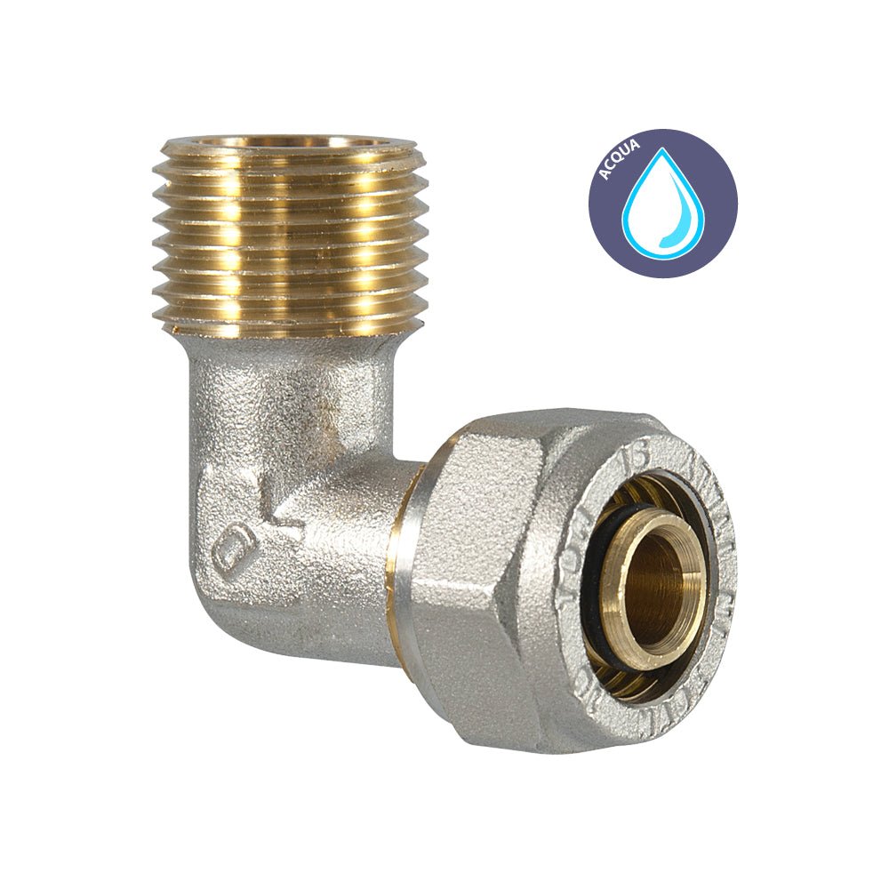 Raccordo curvo maschio a compressione per tubo multistrato TDM 3/4" x Ø16 (2,0) mm - HD casa
