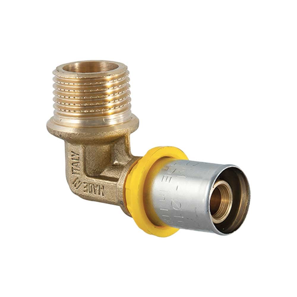 Raccordo curvo maschio a pressare per tubo multistrato acqua e gas TDM 1" x Ø26 mm - HD casa