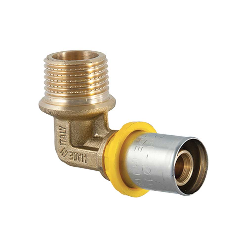 Raccordo curvo maschio a pressare per tubo multistrato acqua e gas TDM 1/2" x Ø16 mm - HD casa