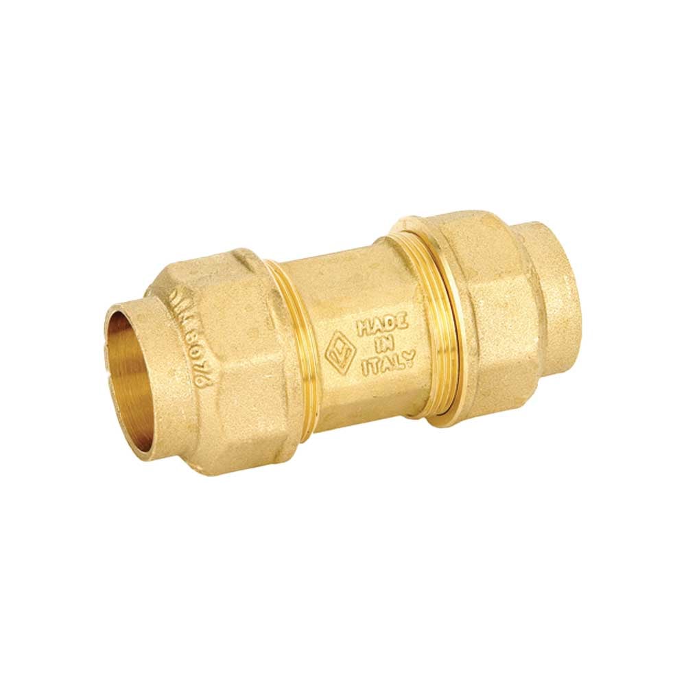 Raccordo diritto doppio in ottone a compressione per tubo PE/PEHD/PEX Valvofit Ø63 x Ø63 mm — Bugatti - HD casa