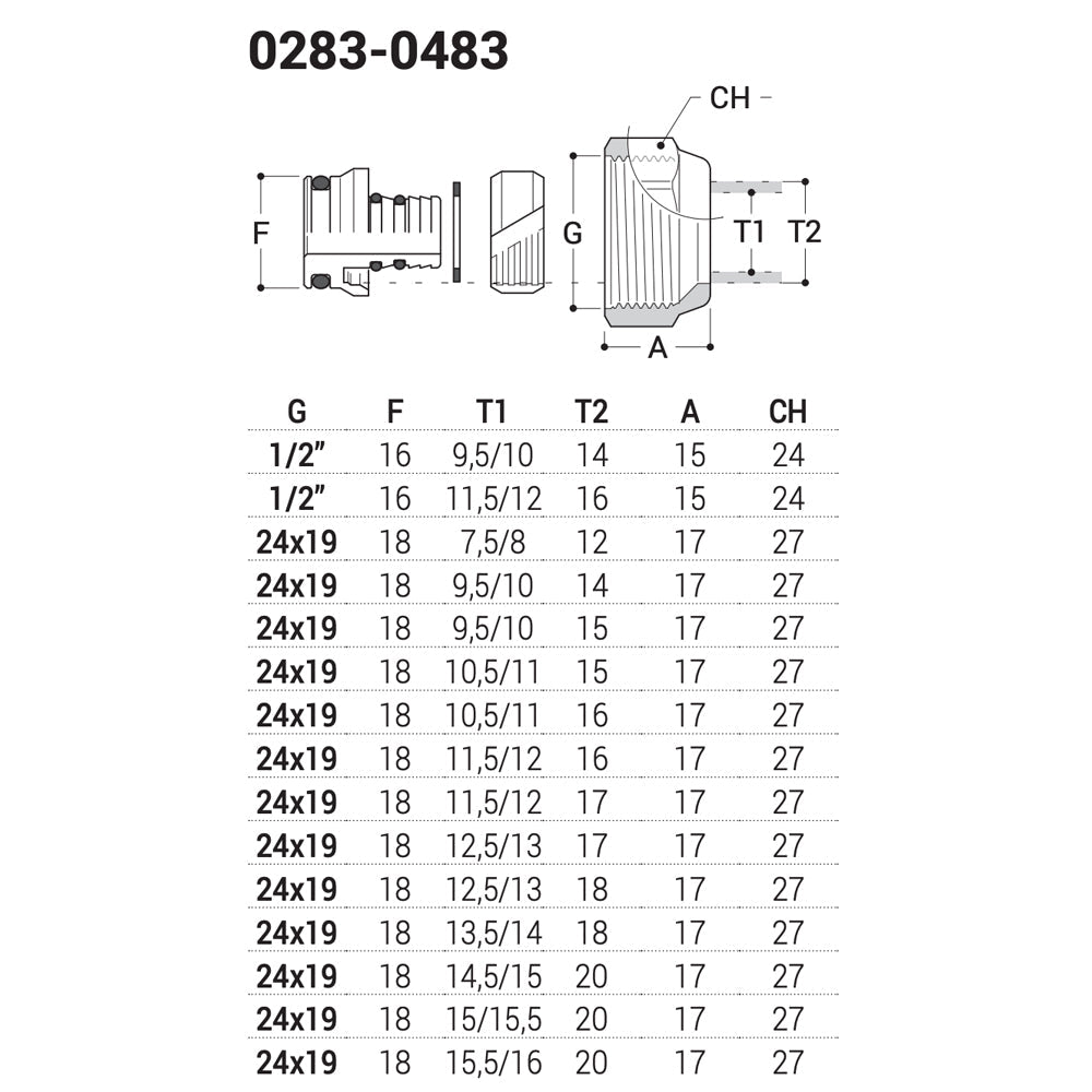 Raccordo per tubo multistrato serie ITALIA" Ø10/14 - 1/2" — SR - HD casa