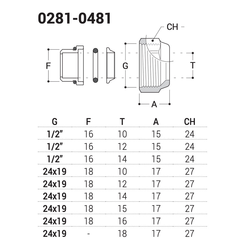 Raccordo per tubo rame serie planet, ovus e tondera Ø12 - 24x19 — SR - HD casa