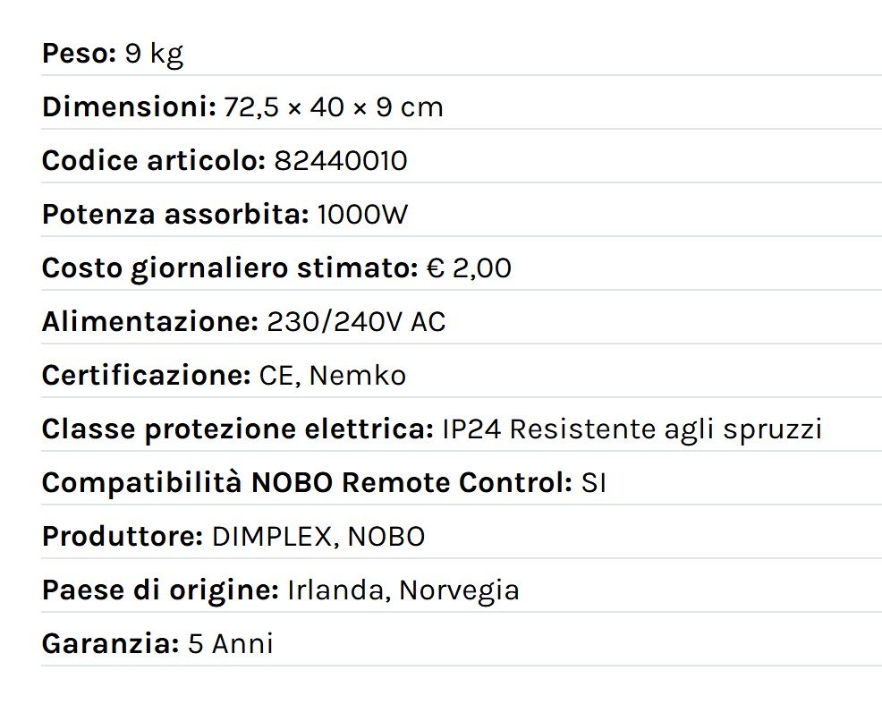Radiatore elettrico norvegese NOBO 1000W perfetto per ambienti fino a 20 m², riscaldamento uniforme ed ecologico. - HD casa