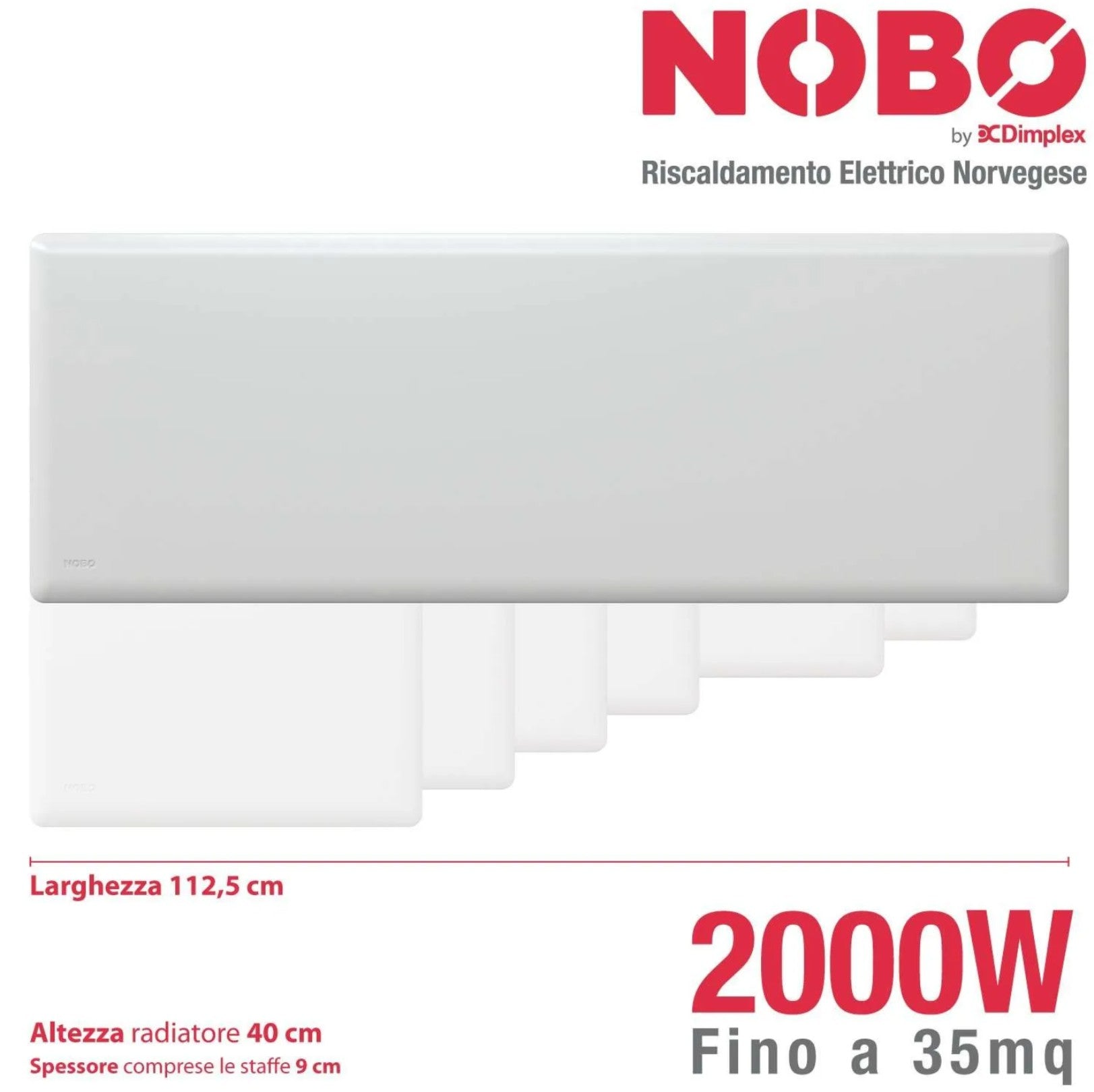 Radiatore elettrico norvegese NOBO 2000W perfetto per ambienti fino a 35 m², riscaldamento uniforme ed ecologico. - HD casa