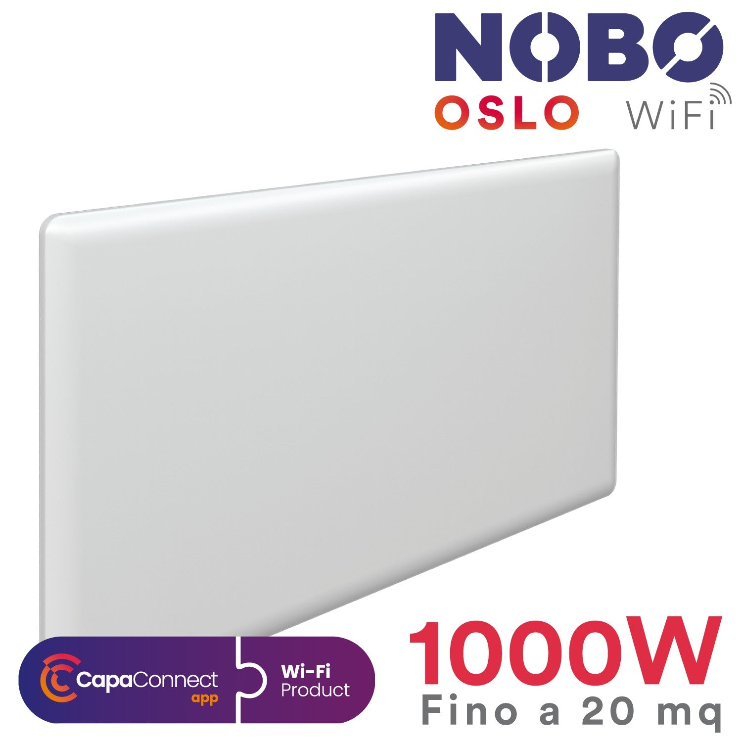 Radiatore elettrico norvegese NOBO OSLO WiFi 1000W perfetto per ambienti fino a 20 m², riscaldamento uniforme ed ecologico. - HD casa