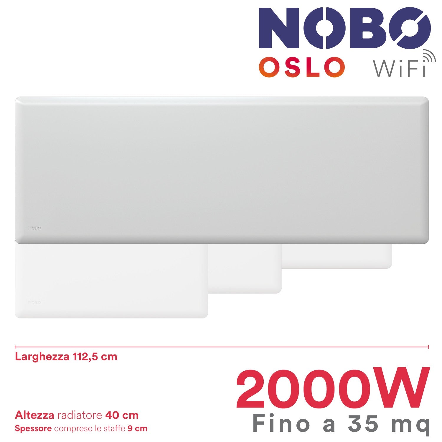 Radiatore elettrico norvegese NOBO OSLO WiFi 2000W perfetto per ambienti fino a 35 m², riscaldamento uniforme ed ecologico. - HD casa