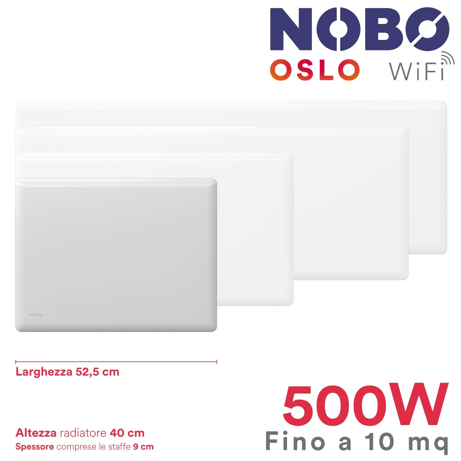 Radiatore elettrico norvegese NOBO OSLO WiFi 500W perfetto per ambienti fino a 10 m², riscaldamento uniforme ed ecologico. - HD casa