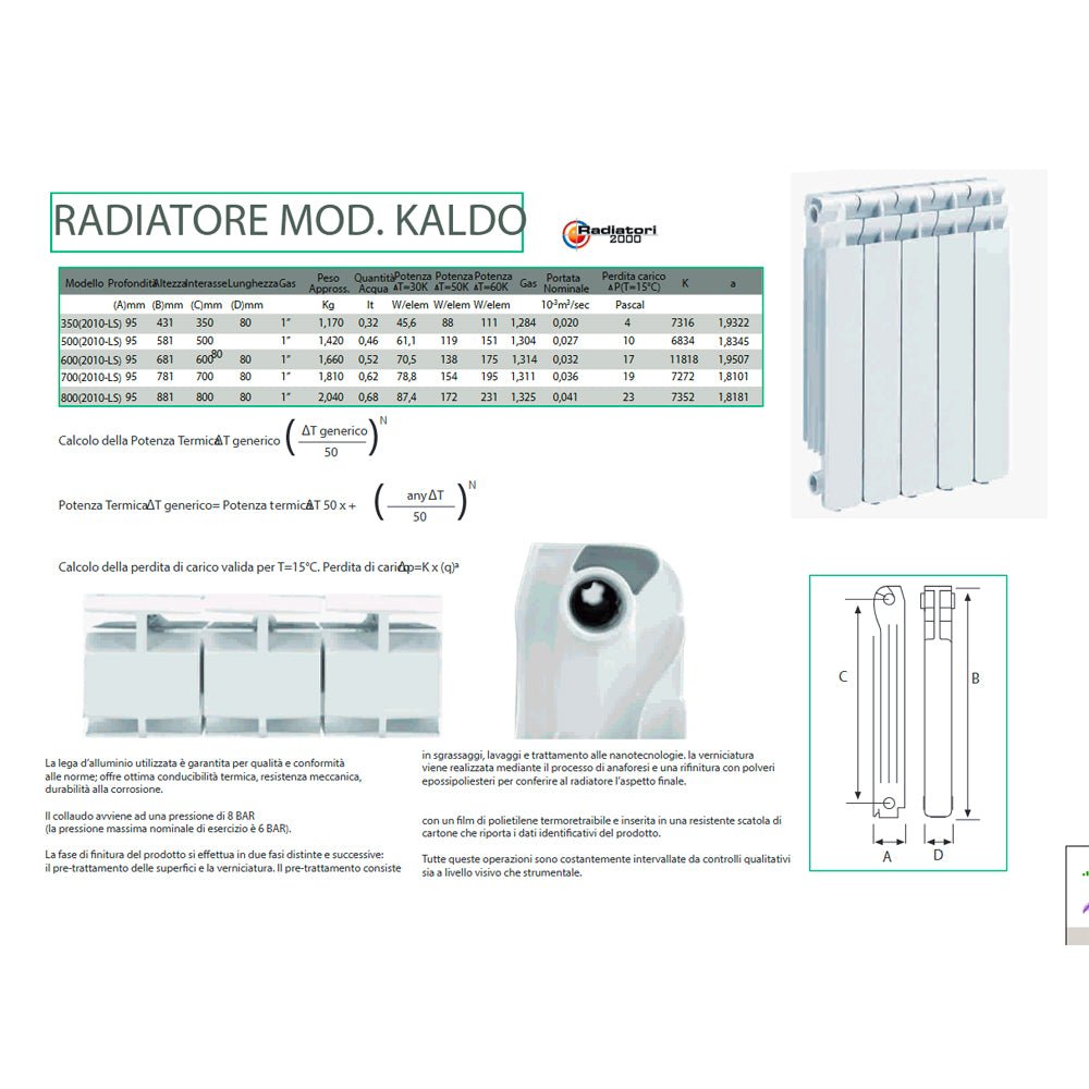 Radiatore pressofuso modello Kaldo bianco 800/100 - 10 el. — Radiatori2000 - HD casa
