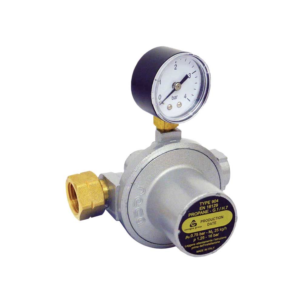 Riduttore gas alta pressione 25 KG/H primo stadio + manometro - HD casa