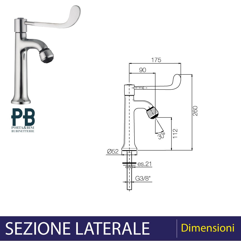Rubinetto a colonna con leva clinica cromo - 1/2" — Porta & Bini - HD casa