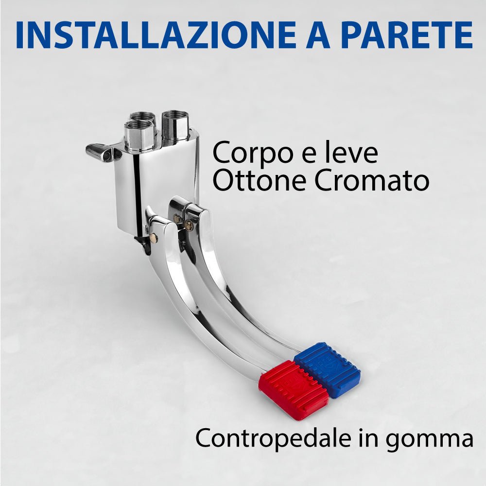 Rubinetto a pedale 2 vie installazione a parete 1/2" — Idral - HD casa