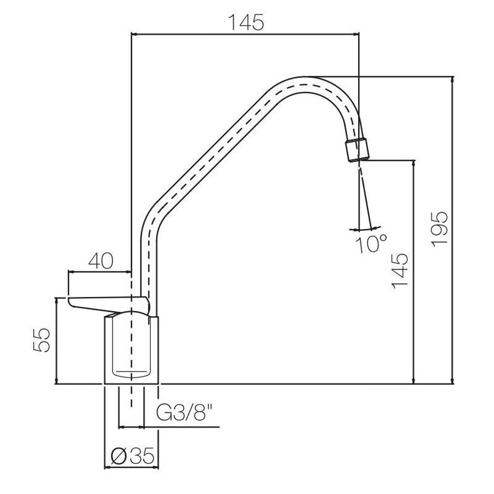 Rubinetto beverino a colonna con pulsante 3/8" maschio — MCM - HD casa