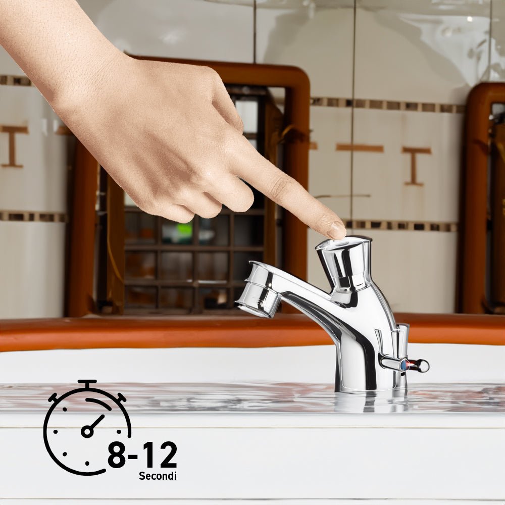 Rubinetto collo cigno temporizzato con miscelatore 1/2" - cromo — MCM - HD casa
