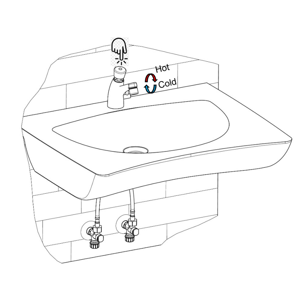 Rubinetto collo cigno temporizzato con miscelatore 1/2" - cromo — MCM - HD casa