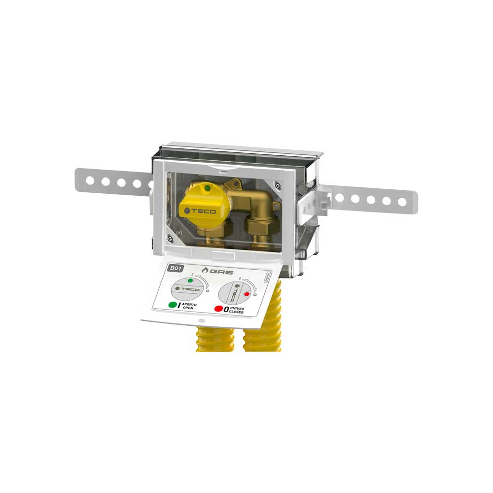 Rubinetto di intercettazione gas da incasso a U K2.1 TECO 3/4" - DN15 - HD casa