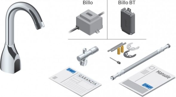 Rubinetto elettronico lavabo a fotocellula con canna alta Billo batteria 6V — DMP - HD casa