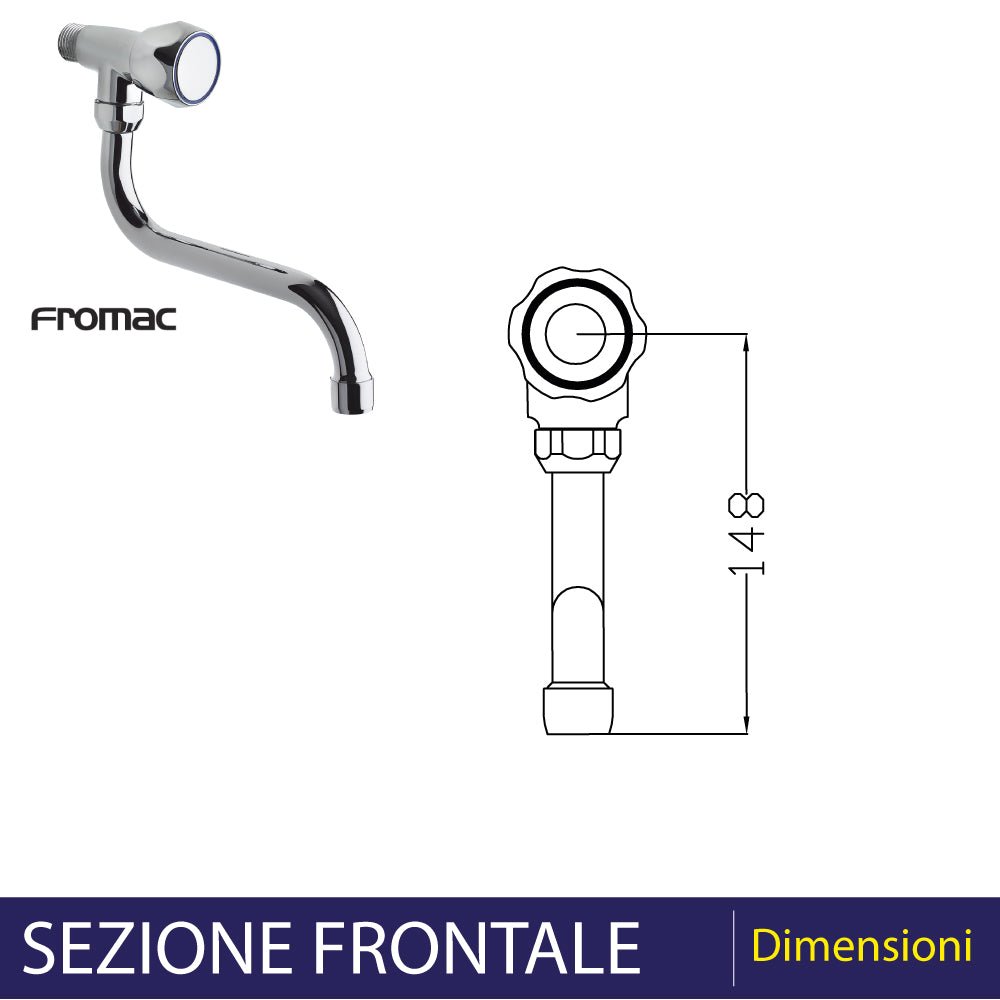 Rubinetto lavello a parete con canna a S cromo — Fromac - HD casa