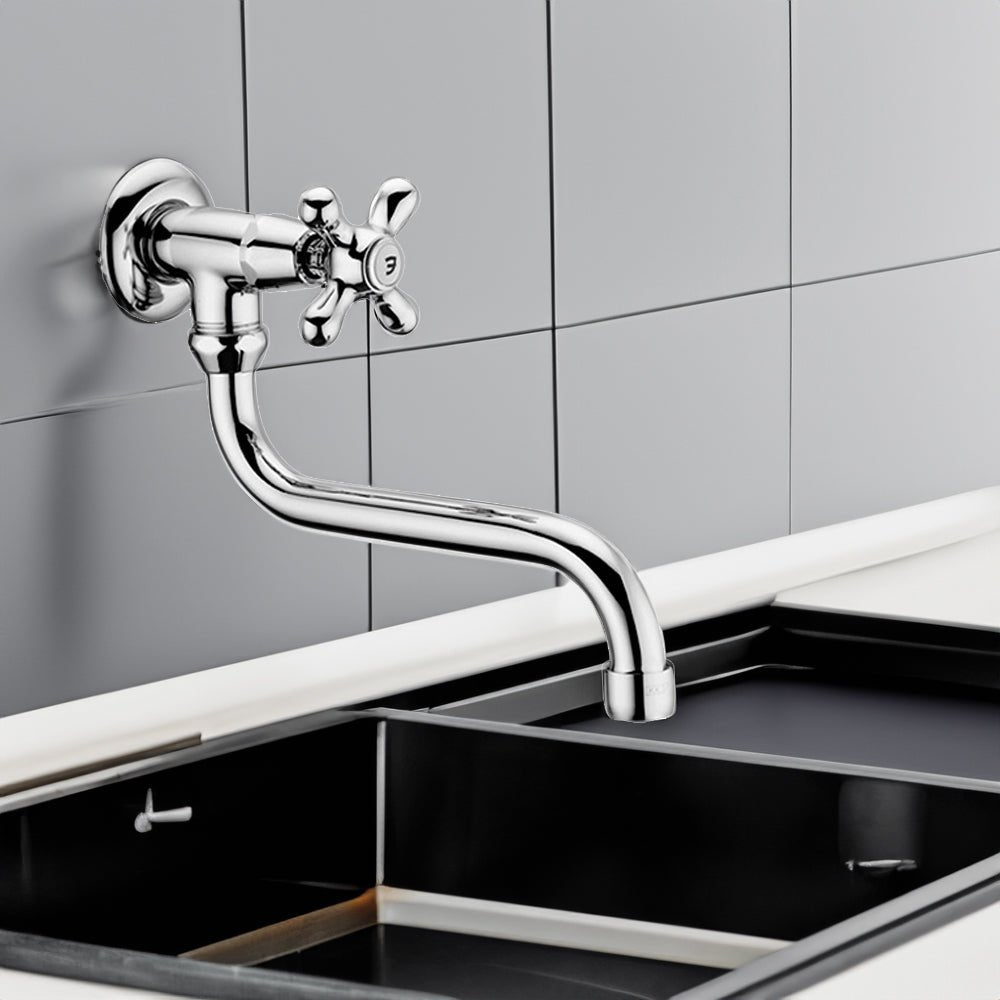 Rubinetto lavello a parete con snodo Iris cromo - 1/2" — Paffoni - HD casa