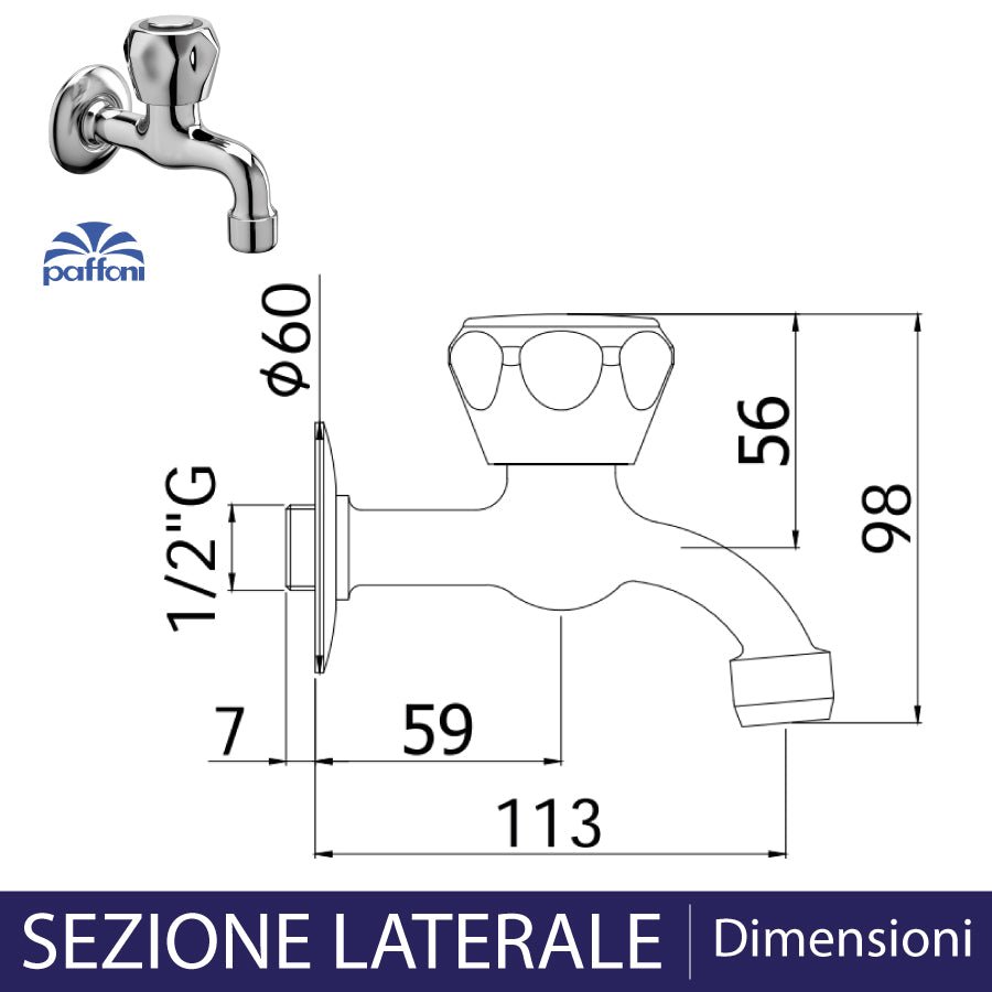 Rubinetto prolungatissimo Danubio cromo 1/2" - F22x1 — Paffoni - HD casa