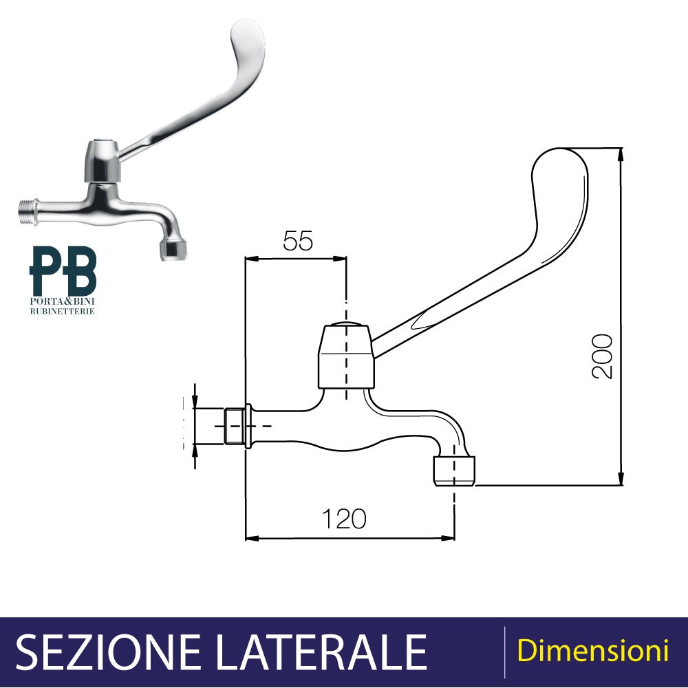 Rubinetto prolungato con leva clinica cromo - 1/2" — Porta & Bini - HD casa