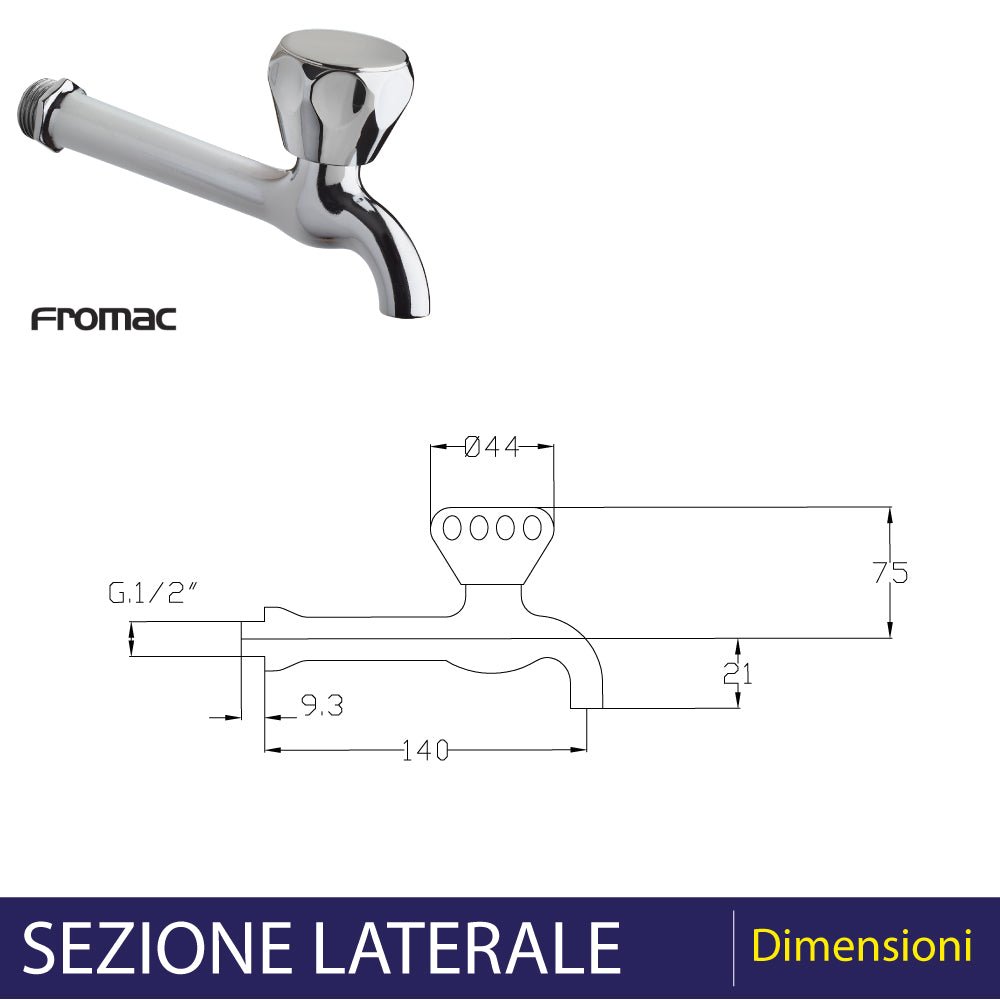 Rubinetto prolungato pesante cromo - 1/2" — Fromac - HD casa
