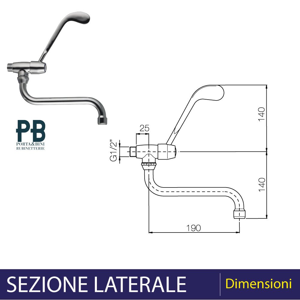 Rubinetto snodo a parete con leva clinica cromo - 1/2" — Porta & Bini - HD casa