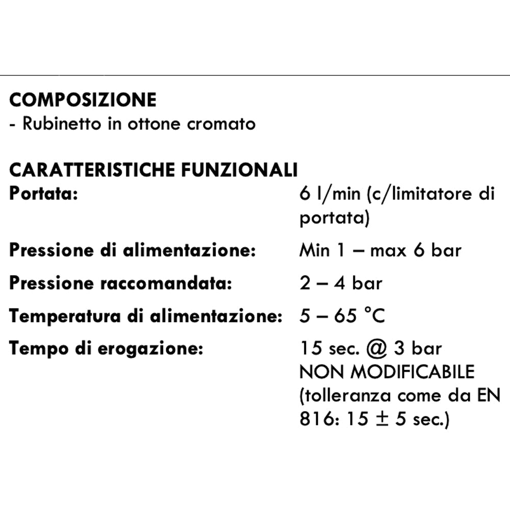Rubinetto temporizzato a parete con comando a pulsante 1/2" - cromo — Idral - HD casa