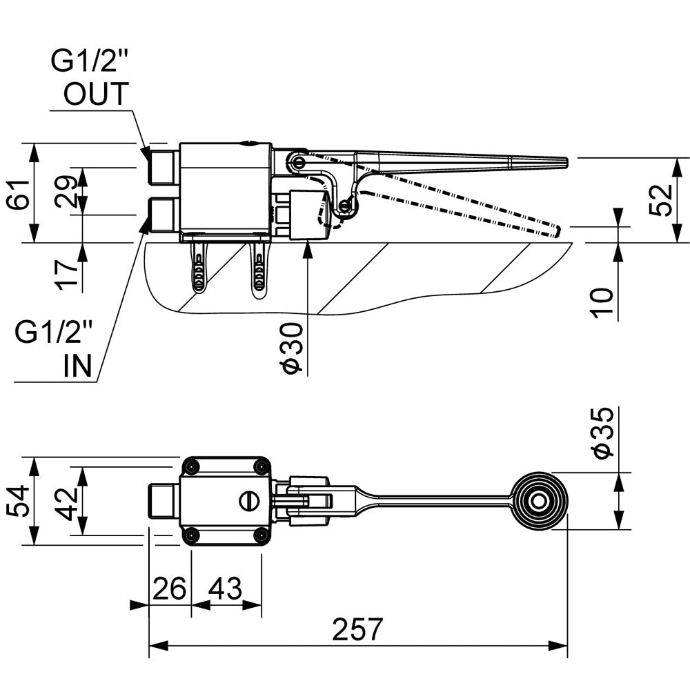 Rubinetto temporizzato a pedale 1 via installazione universale 1/2" — MCM - HD casa