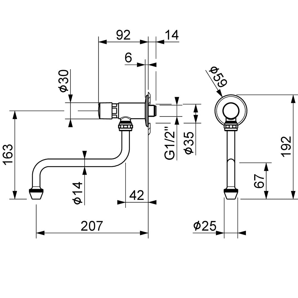 Rubinetto temporizzato a snodo installazione a parete 1/2" - cromo — MCM - HD casa
