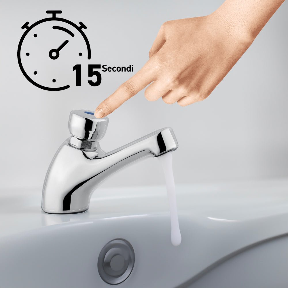Rubinetto temporizzato per lavabo Classic comando a pulsante cromo — Idral - HD casa