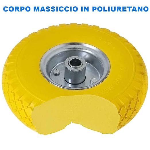 Ruota in poliuretano per carrelli con disco in acciaio Cardinale 260x85 mm - portata 120 kg - HD casa