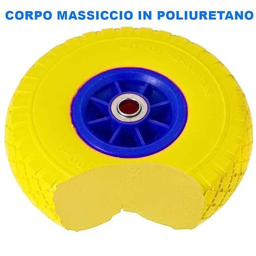 Ruota in poliuretano per carrelli con disco in plastica Cardinale 260x85 mm - portata 120 kg - HD casa