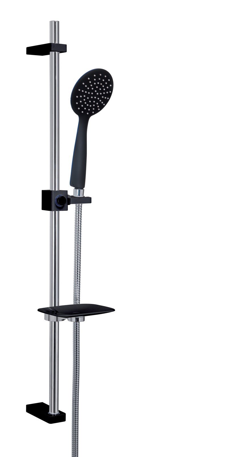 Saliscendi cromato nero linea tendente di gedy con portasapone - HD casa