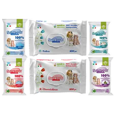 Salviette umidificate per cani e gatti 30x15 cm clorexidina - confezione 100 pezzi - HD casa