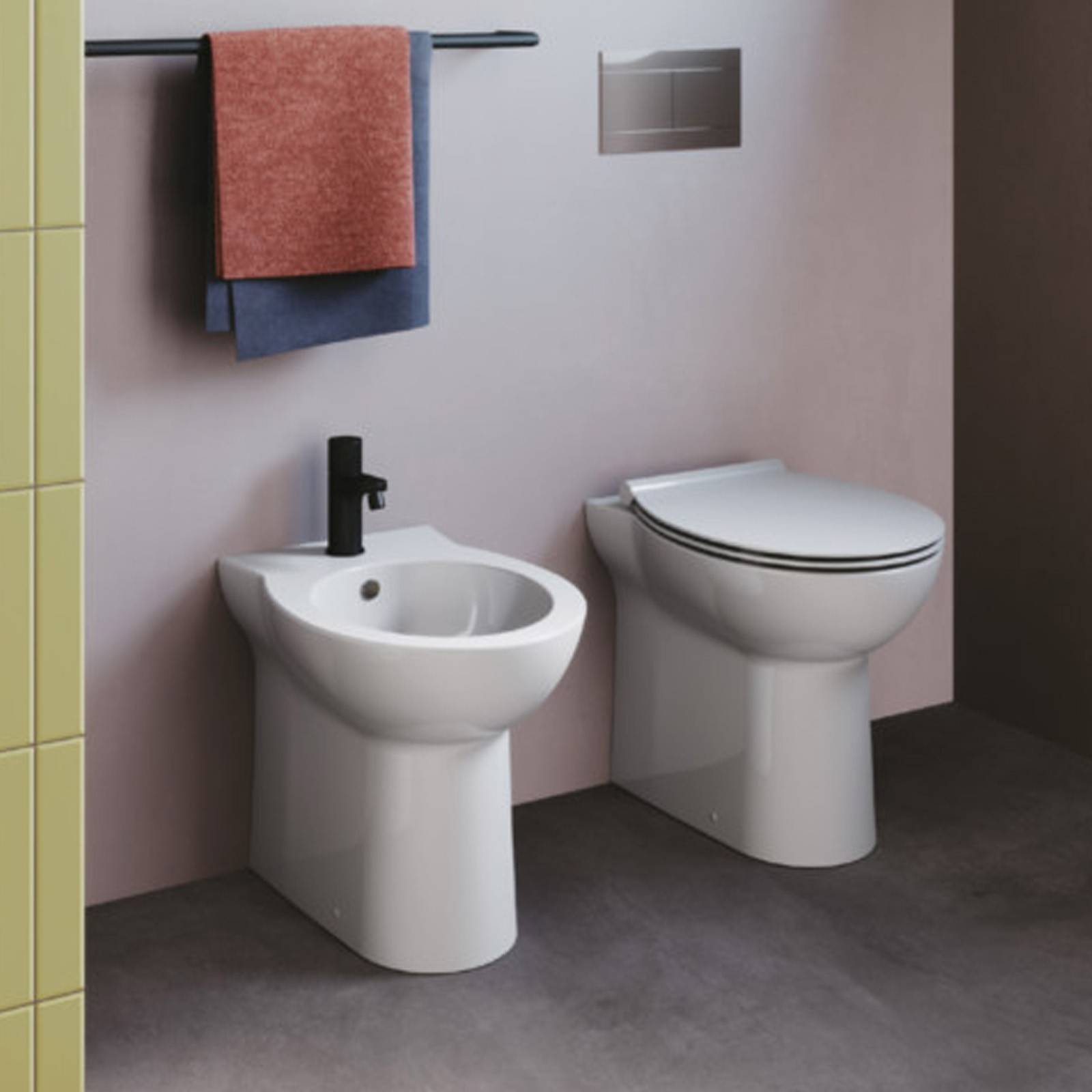 Sanitari filo muro Azzurra Fast terra wc + bidet copriwc - HD casa