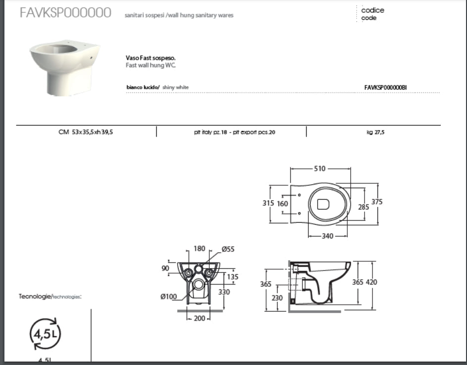 Sanitari sospesi Azzurra Fast terra wc + bidet copriwc - HD casa
