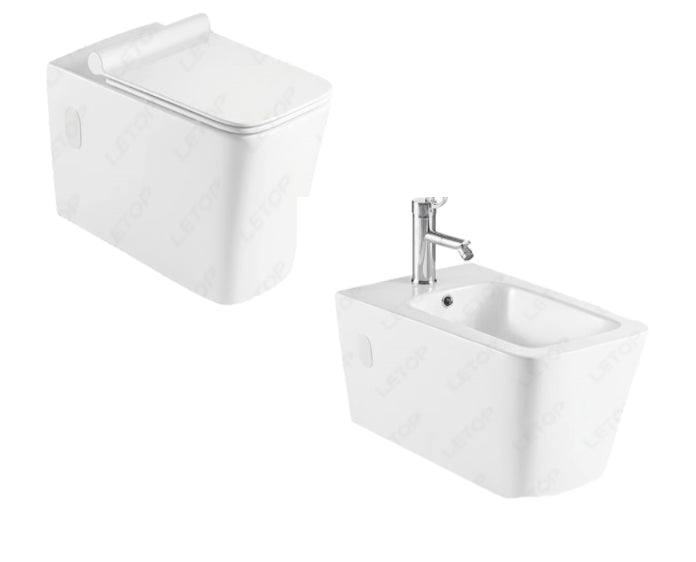 Sanitari sospesi Rimless vaso bidet e sedile in ceramica bianca - HD casa