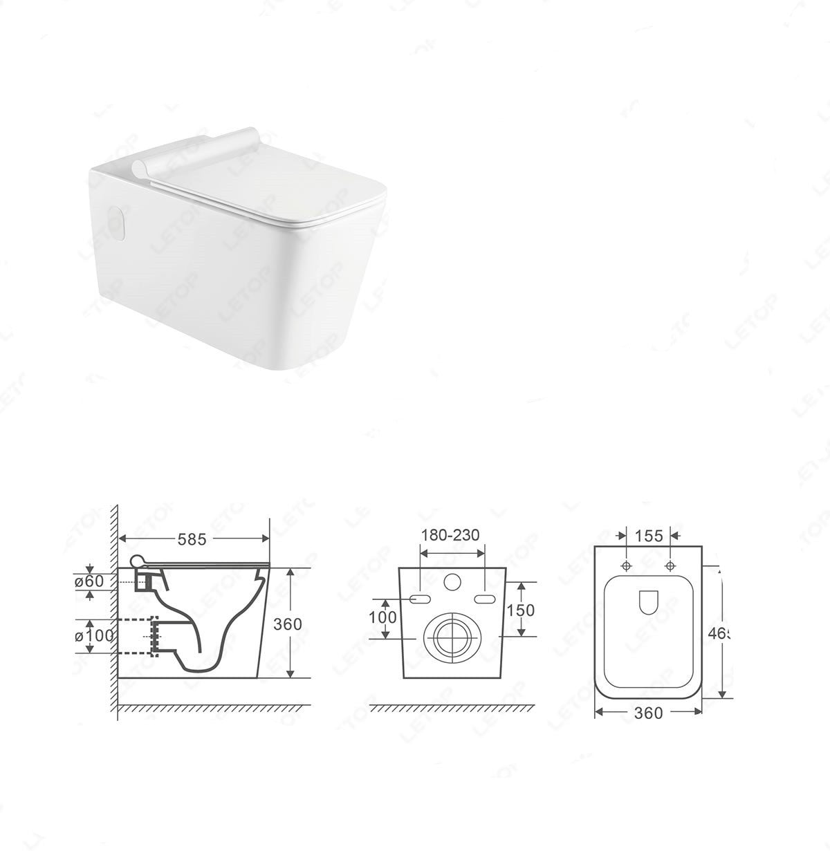 Sanitari sospesi Rimless vaso bidet e sedile in ceramica bianca - HD casa