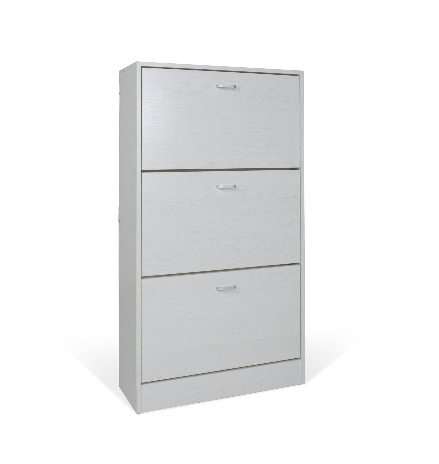 Scarpiera doppia profondità 3 ante, legno sbiancato 63X24X115cm - HD casa