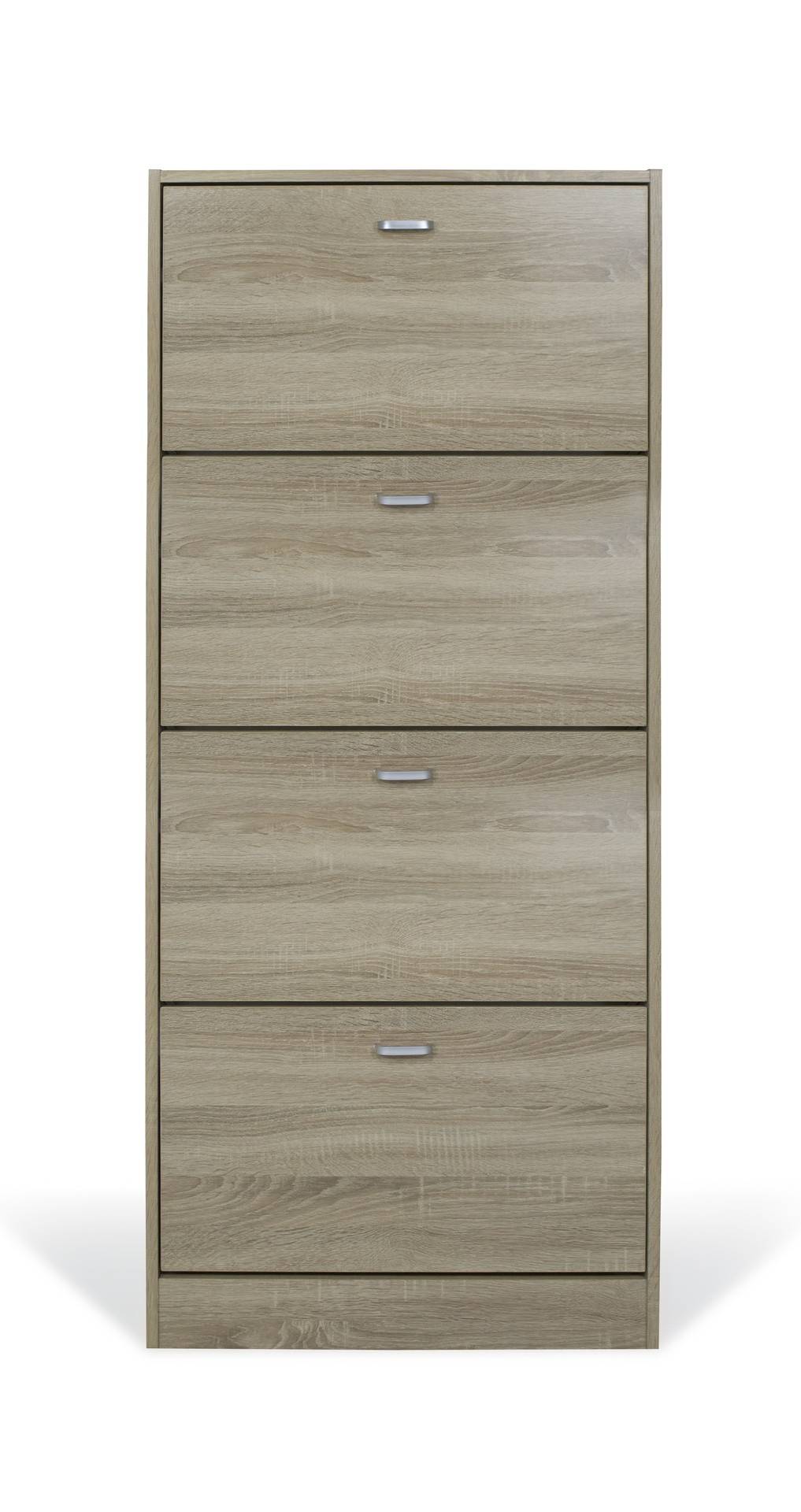 Scarpiera doppia profondità 4 ante, legno rovere 63X24X150cm - HD casa