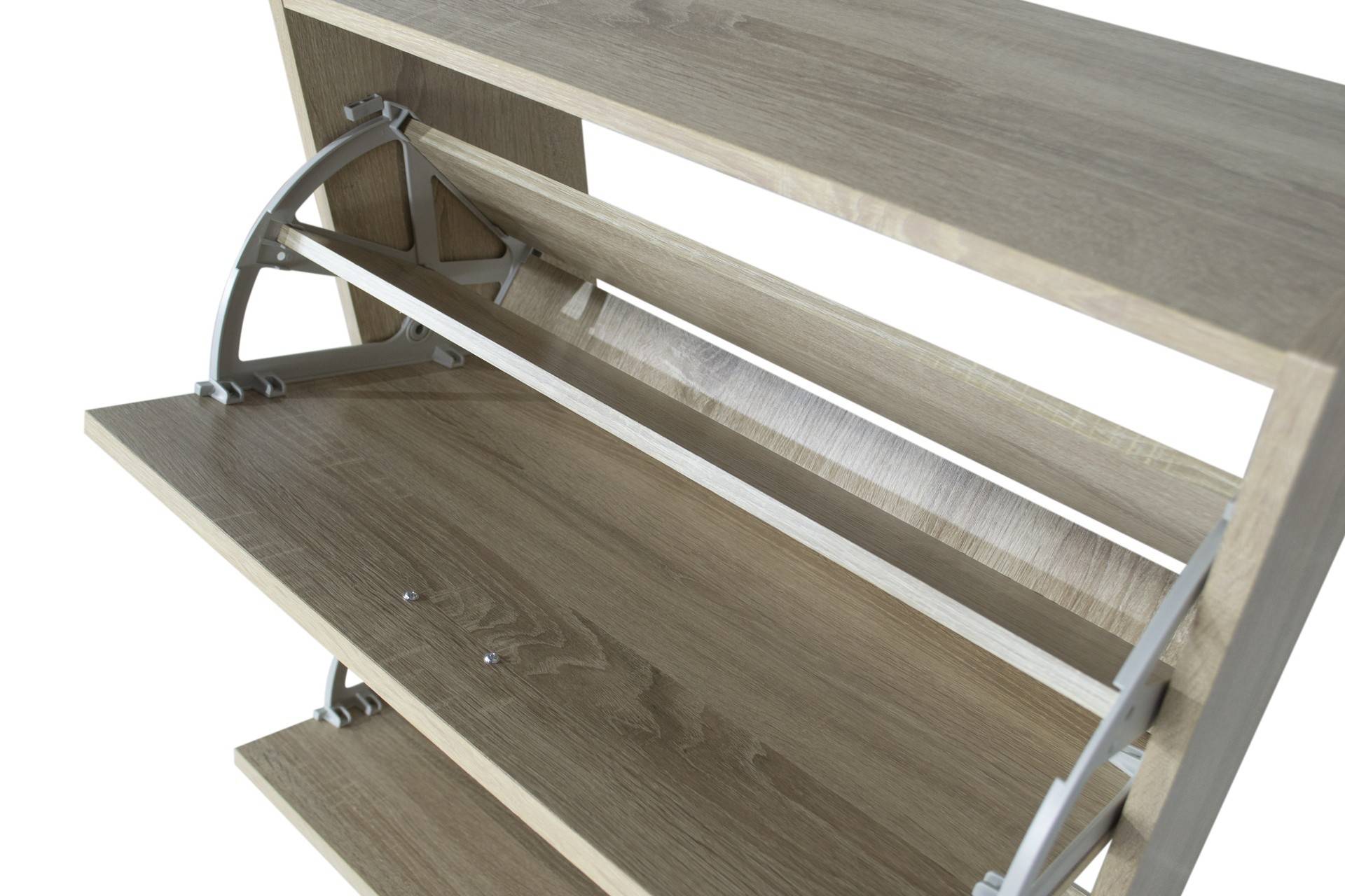 Scarpiera doppia profondità in legno 2 ante Rovere 63X24X80cm - HD casa