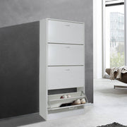 Scarpiera slim 4 ripiani a ribalta 63x24x150 CM colore rovere sbiancato - HD casa